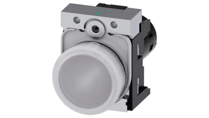 Lampki sygnalizacyjne, kompaktowe, 22 mm, okrągłe, metalowe, białe, ​​napięcie robocze 24 V AC/DC, zaciski śrubowe 3SU1251-6AB60