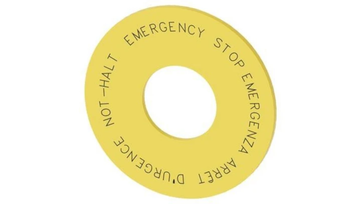 Etkieta żółta podkładkowa 60mm do otworów 22mm inskrypcja w 4 językach DE EN FR IT SIRIUS ACT 3SU1900-0BN31-0NC0 /10szt./