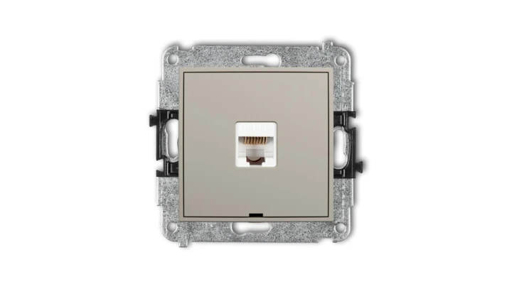 MINI Mechanizm gniazda komputerowego pojedynczego 1xRJ45, kat. 5e, 8-stykowy, bez pola opisowego taupe 60MGKBO-1