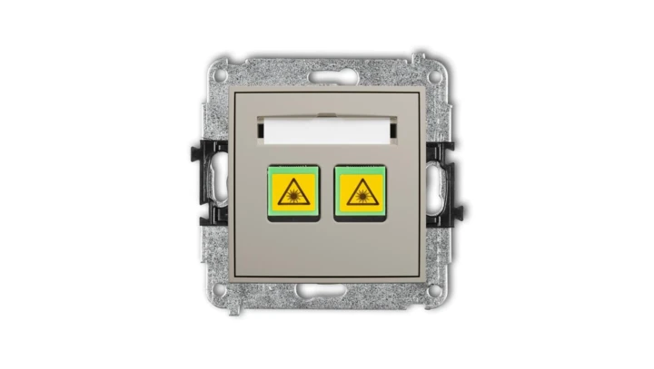 MINI Mechanizm gniazda światłowodowego/optycznego podwójnego taupe 60MGOP-2