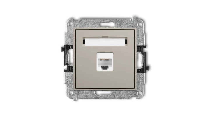 MINI Mechanizm gniazda komputerowego pojedynczego 1xRJ45, kat. 6A, 8-stykowy taupe 60MGK-7
