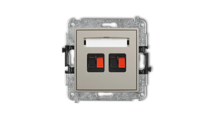 MINI Mechanizm gniazda głośnikowego podwójnego taupe 60MGG-2