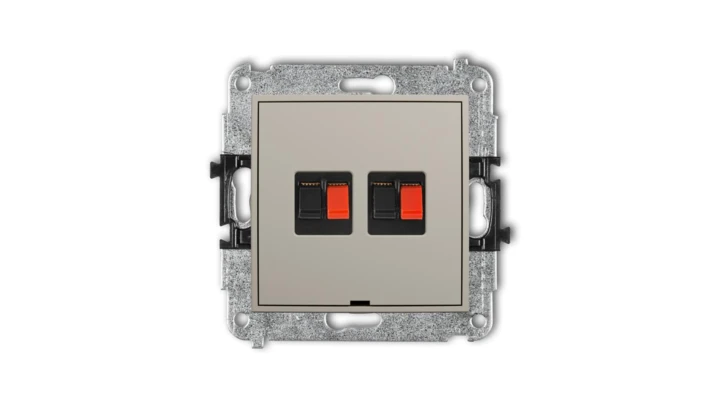 MINI Mechanizm gniazda głośnikowego podwójnego, bez pola opisowego taupe 60MGGBO-2