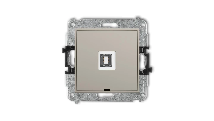 MINI Mechanizm gniazda pojedynczego USB A-B 2.0, bez pola opisowego taupe 60MGUSBBO-3