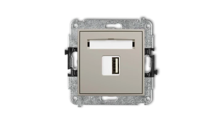 MINI Mechanizm ładowarki USB pojedynczej USB A, 10W max., 5V, 2A taupe 60MCUSB-3