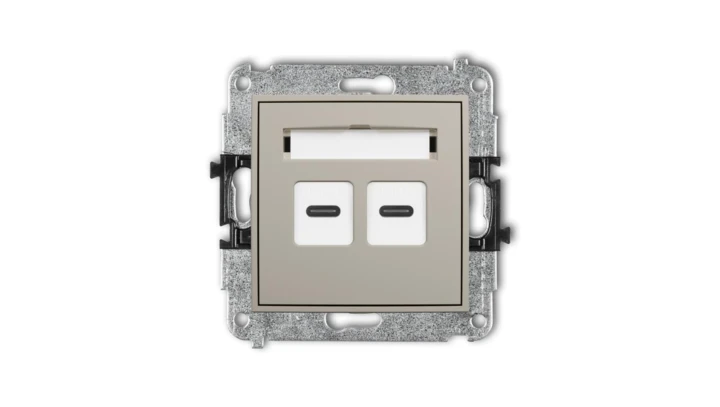 MINI Mechanizm gniazda podwójnego 2xUSB C-C taupe 60MGUSB-8