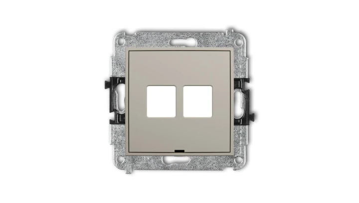 MINI Mechanizm gniazda multimedialnego podwójnego bez modułu, bez pola opisowego (standard Keystone) taupe 60MGMBO-2P