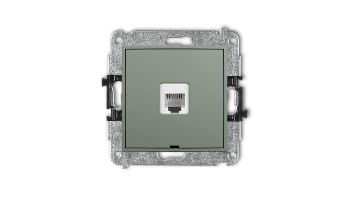 MINI Mechanizm gniazda telefonicznego pojedynczego 1xRJ11, 4-stykowy, beznarzędziowe, bez pola opisowego szałwiowy 61MGTBO-1