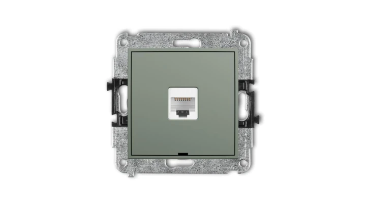 MINI Mechanizm gniazda komputerowego pojedynczego 1xRJ45, kat. 6A, 8-stykowy, bez pola opisowego szałwiowy 61MGKBO-7