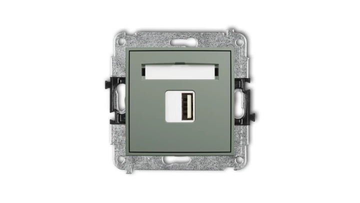 MINI Mechanizm ładowarki USB pojedynczej USB A, 10W max., 5V, 2A szałwiowy 61MCUSB-3