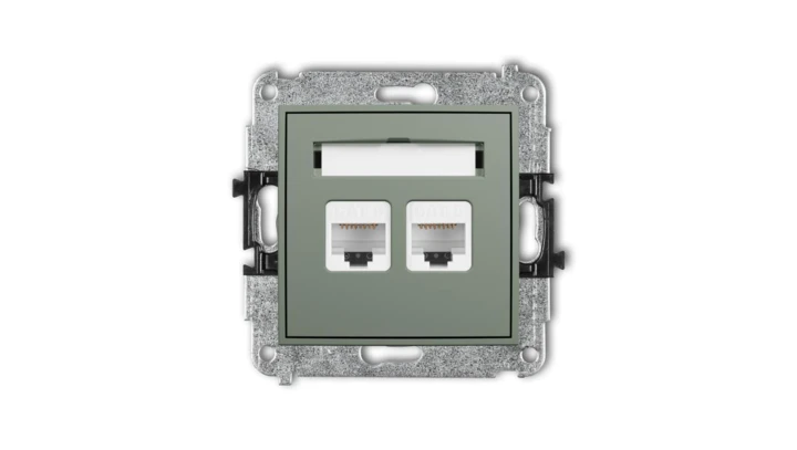 MINI Mechanizm gniazda komputerowego podwójnego 2xRJ45, kat. 6, 8-stykowy szałwiowy 61MGK-4
