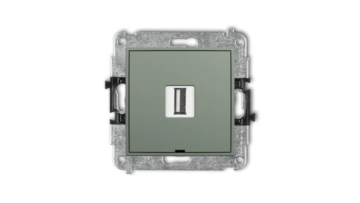 MINI Mechanizm gniazda pojedynczego USB A-A 2.0, bez pola opisowego szałwiowy 61MGUSBBO-1