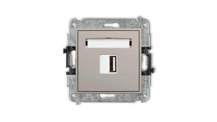 MINI Mechanizm ładowarki USB pojedynczej USB A, 5W max., 5V, 1A taupe 60MCUSB-1