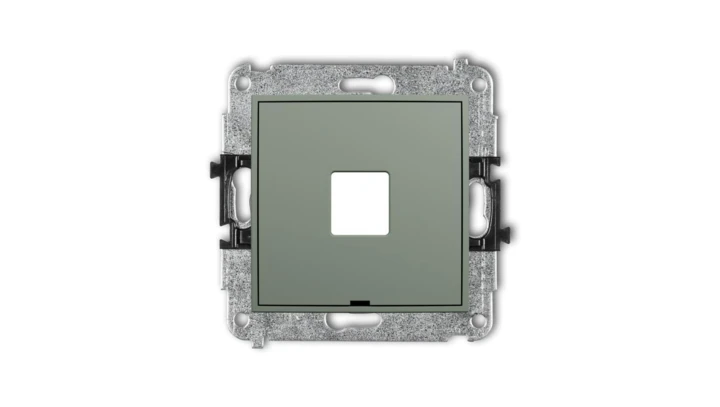 MINI Mechanizm gniazda multimedialnego pojedynczego bez modułu, bez pola opisowego (standard Keystone) szałwiowy 61MGMBO-1P