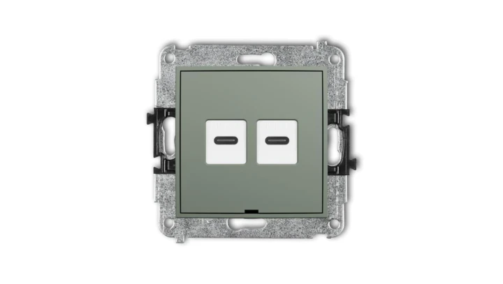 MINI Mechanizm gniazda podwójnego 2xUSB C-C, bez pola opisowego szałwiowy 61MGUSBBO-8