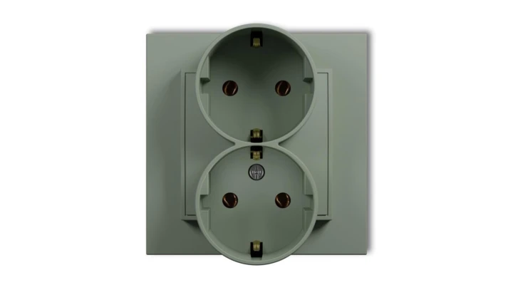 MINI Gniazdo podwójne z uziemieniem SCHUKO 2x(2P+Z) (bez przesłon torów prądowych) szałwiowy 61MGP-2s