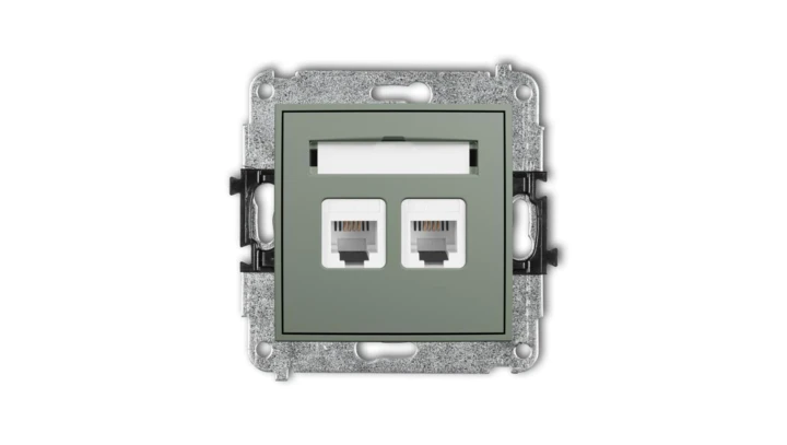 MINI Mechanizm gniazda telefonicznego podwójnego 2xRJ11, 4-stykowy, beznarzędziowe szałwiowy 61MGT-2