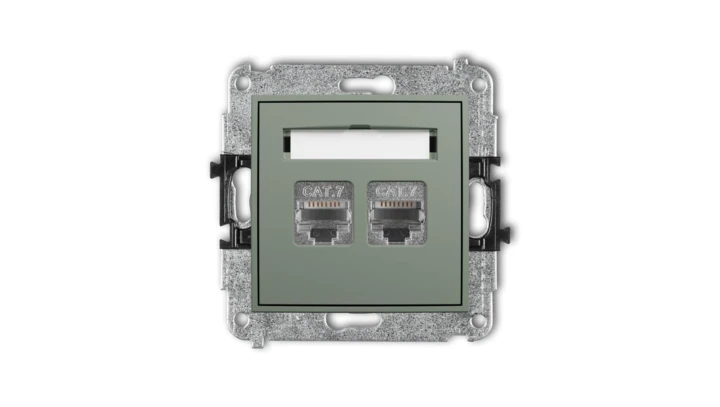 MINI Mechanizm gniazda komputerowego podwójnego 2xRJ45, kat. 7, ekranowany, 8-stykowy szałwiowy 61MGK-10