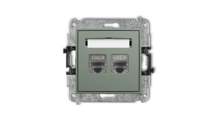 MINI Mechanizm gniazda komputerowego podwójnego 2xRJ45, kat. 8, ekranowany, 8-stykowy szałwiowy 61MGK-12
