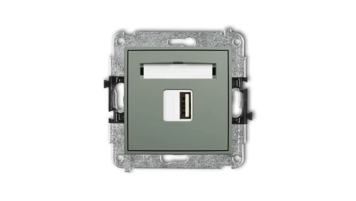 MINI Mechanizm ładowarki USB pojedynczej USB A, 5W max., 5V, 1A szałwiowy 61MCUSB-1