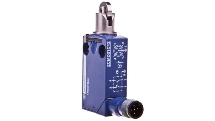 Wyłącznik krańcowy 1R 1Z migowy metal popychacz z rolką metalową M12 5-pinowe XCMD2102C12