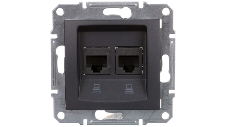 SEDNA Gniazdo komputerowe podwójne RJ45 kat.5e UTP grafitowe SDN4400170