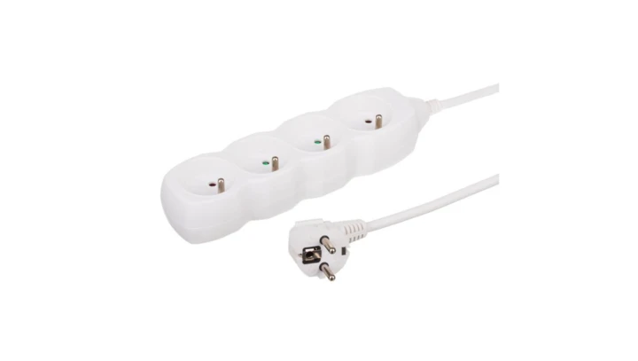 Przedłużacz 4-gniazdowy, 5m biały, 3x1,0mm OWY 34450