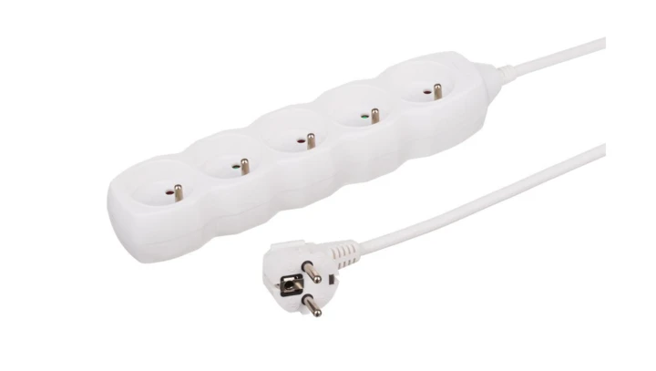 Przedłużacz 5-gniazdowy, 1,5m biały, 3x1,0mm OWY 34515