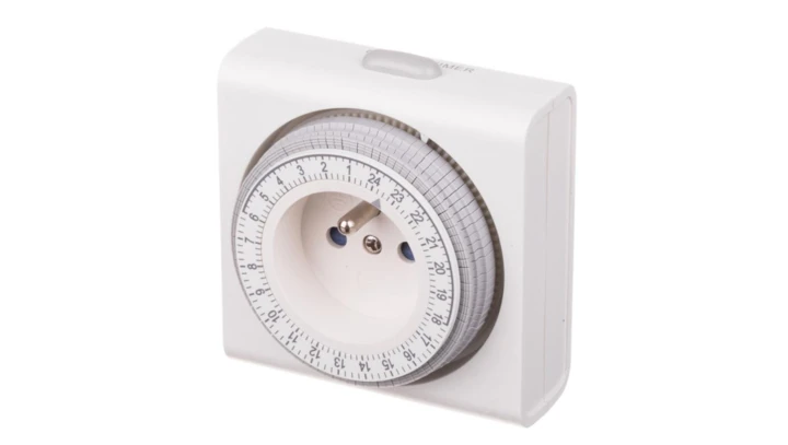 Programator czasowy mechaniczny, dzienny 24h 15-minutowy, kompaktowy, biały 67648