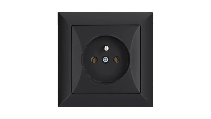 Gniazdo podtynkowe pojedyncze z uziemieniem 2P+Z Pola czarne, 33208