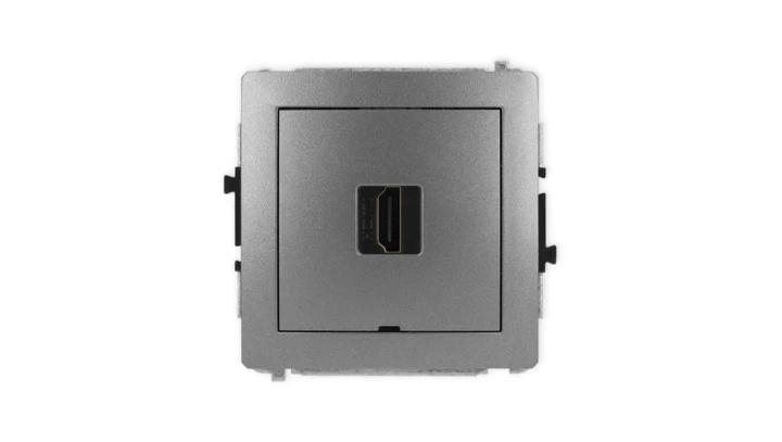 DECO Mechanizm gniazda pojedynczego HDMI 2.1, 8K, bez pola opisowego grafitowy 11DHDMIBO-5