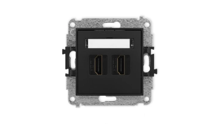 ICON Mechanizm gniazda podwójnego HDMI 2.1, 8K czarny mat 12IHDMI-6