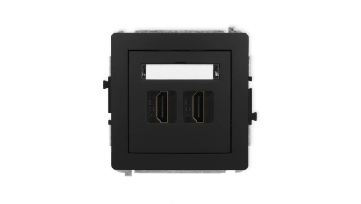 DECO Mechanizm gniazda podwójnego HDMI 2.1, 8K czarny mat 12DHDMI-6