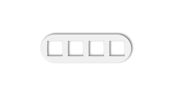 MINI Ramka uniwersalna poczwórna okrągła z tworzywa biały mat 25MRTO-4