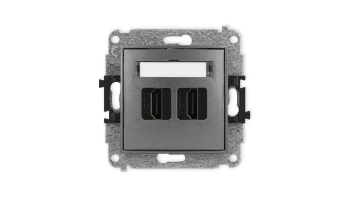 MINI Mechanizm gniazda podwójnego HDMI 2.1, 8K grafitowy 11MHDMI-6