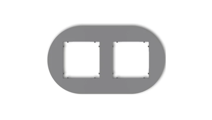 MINI Ramka uniwersalna podwójna okrągła z tworzywa szary mat 27MRTO-2