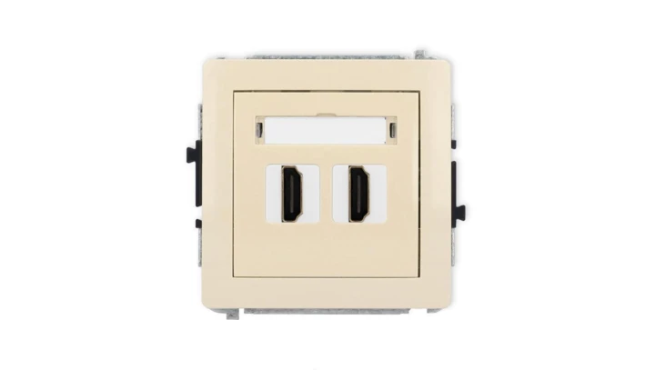 DECO Mechanizm gniazda podwójnego HDMI 2.1, 8K beżowy 1DHDMI-6