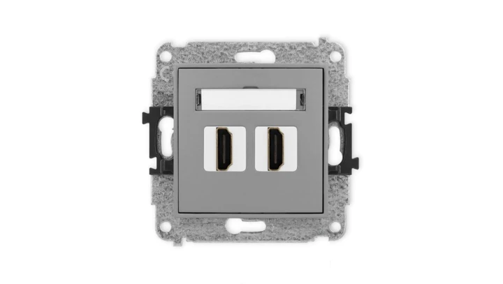 ICON Mechanizm gniazda podwójnego HDMI 2.1, 8K szary mat 27IHDMI-6