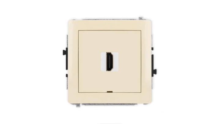 DECO Mechanizm gniazda pojedynczego HDMI 2.1, 8K, bez pola opisowego beżowy 1DHDMIBO-5
