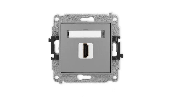 MINI Mechanizm gniazda pojedynczego HDMI 2.1, 8K szary mat 27MHDMI-5