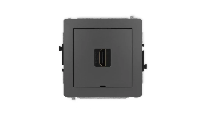 DECO Mechanizm gniazda pojedynczego HDMI 2.1, 8K, bez pola opisowego grafitowy mat 28DHDMIBO-5