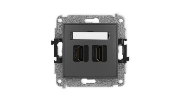 ICON Mechanizm gniazda podwójnego HDMI 2.1, 8K grafitowy mat 28IHDMI-6