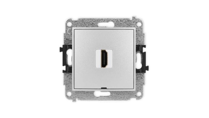 ICON Mechanizm gniazda pojedynczego HDMI 2.1, 8K, bez pola opisowego srebrny metalik 7IHDMIBO-5