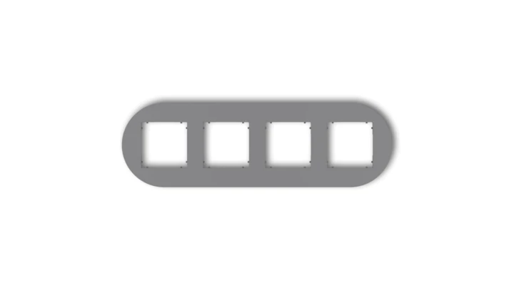 MINI Ramka uniwersalna poczwórna okrągła z tworzywa szary mat 27MRTO-4