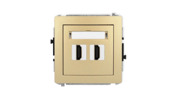 DECO Mechanizm gniazda podwójnego HDMI 2.1, 8K złoty 29DHDMI-6