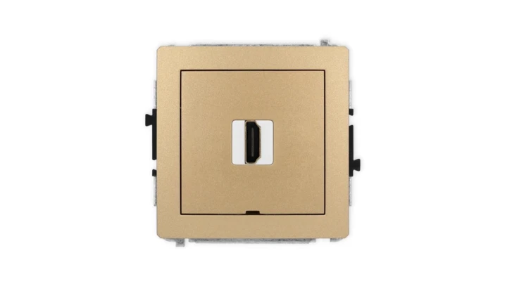 DECO Mechanizm gniazda pojedynczego HDMI 2.1, 8K, bez pola opisowego złoty metalik 8DHDMIBO-5