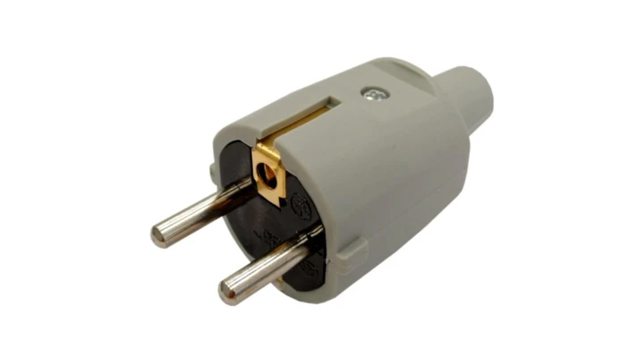 Wtyczka PCW przenośna 2P+Z IP20 250V~ 16 A szara 12070