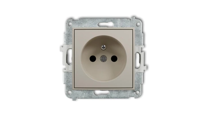 ICON Mechanizm gniazda pojedynczego z uziemieniem 2P+Z (przesłony torów prądowych) taupe 60IGP-1zp