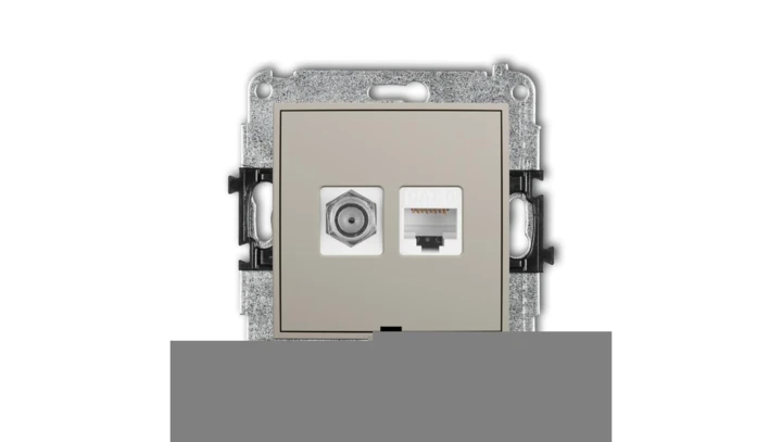 ICON Mechanizm gniazda antenowego poj. typu F (SAT) + gniazda komp. poj. 1xRJ45, kat. 6, 8-stykowy, bez opisu taupe 60IGFKBO-3
