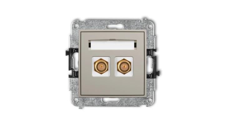 ICON Mechanizm gniazda antenowego podwójnego typu F (SAT) pozłacany taupe 60IGF-2.1